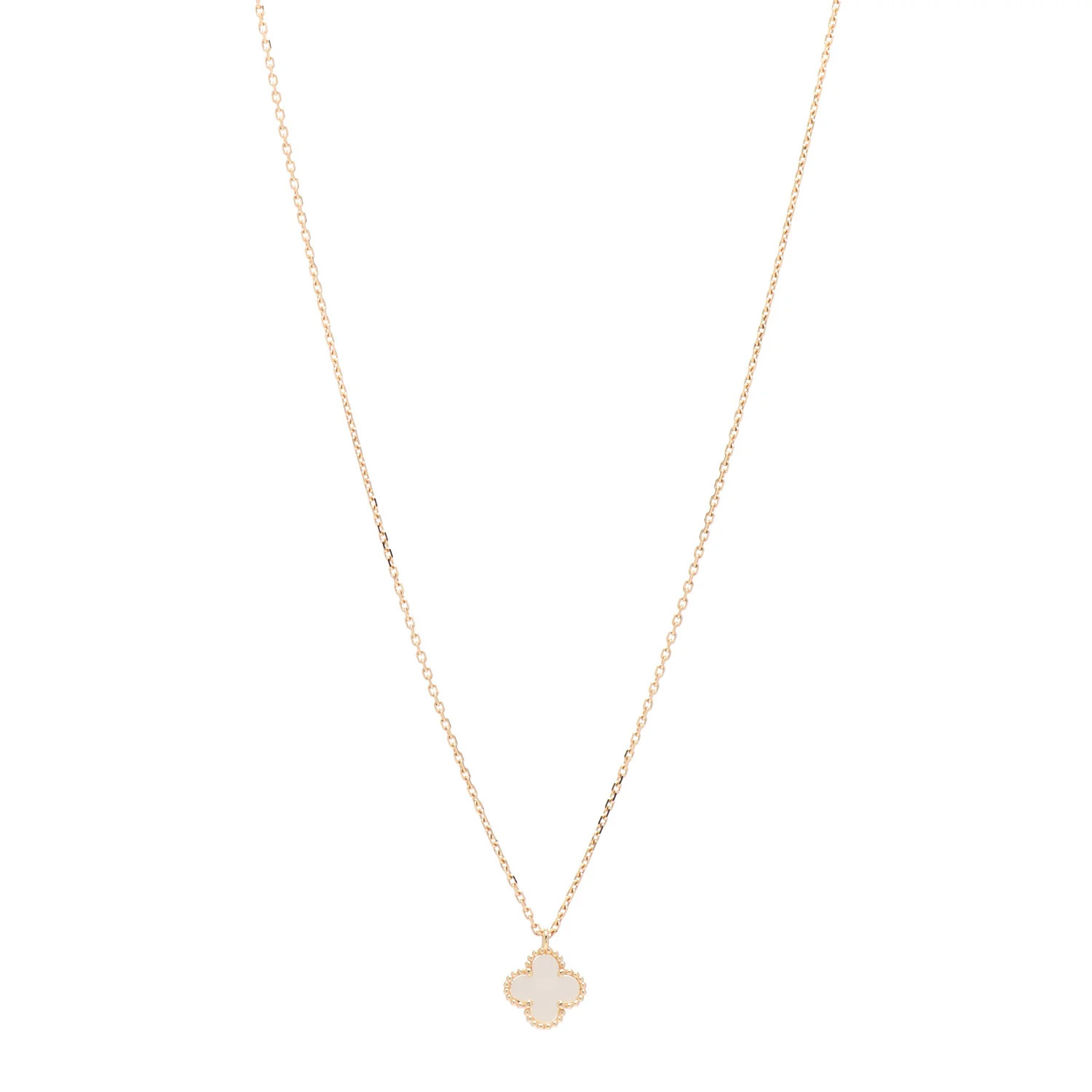 VAN CLEEF & ARPELS 18K Yellow Gold Mother of Pearl Sweet Alhambra Pendant Necklace | FASHIONPHILE | Fashionphile