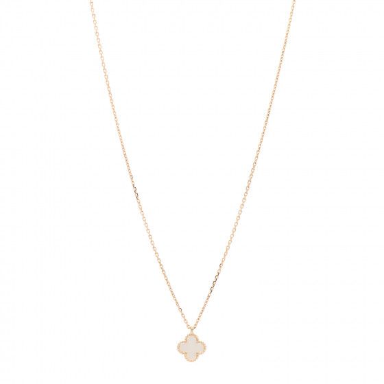 VAN CLEEF & ARPELS 18K Yellow Gold Mother of Pearl Sweet Alhambra Pendant Necklace | FASHIONPHILE | Fashionphile