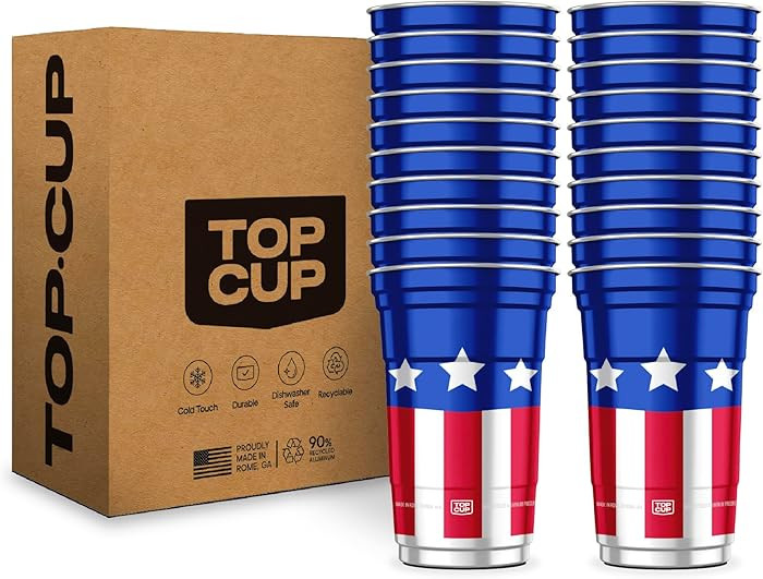 Top Cup America's 250th Birthday 20 oz Reusable Aluminum Party Cups 20 Count | Durable, Reusable ... | Amazon (US)