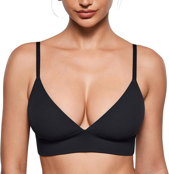 INLYRIC Women's Inbarely Outwear Longline Triangle Bralette Plunge Unlined No Underwire Yoga Spor... | Amazon (US)