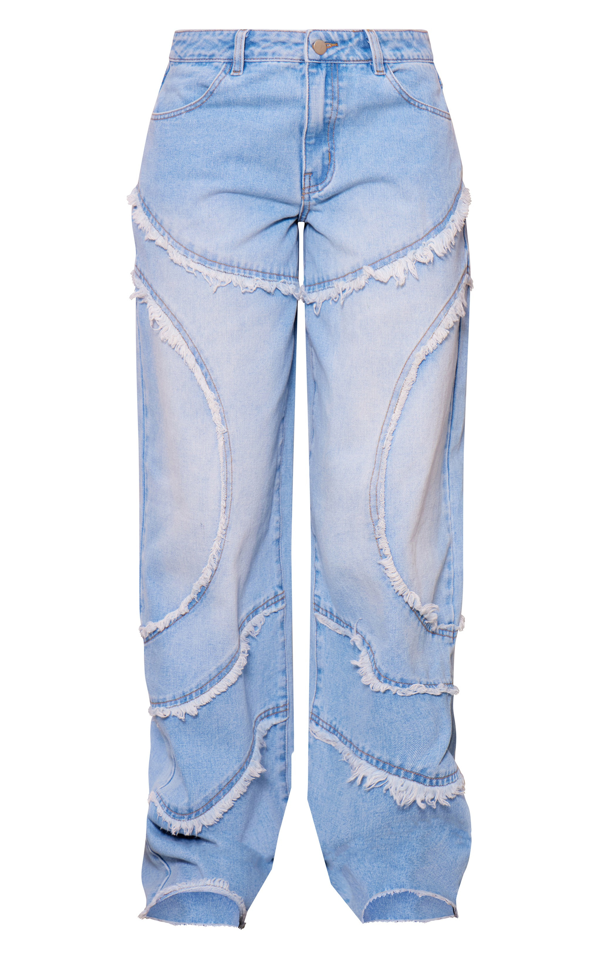 Vintage Light Wash Frayed Mid Rise Jeans | PrettyLittleThing US