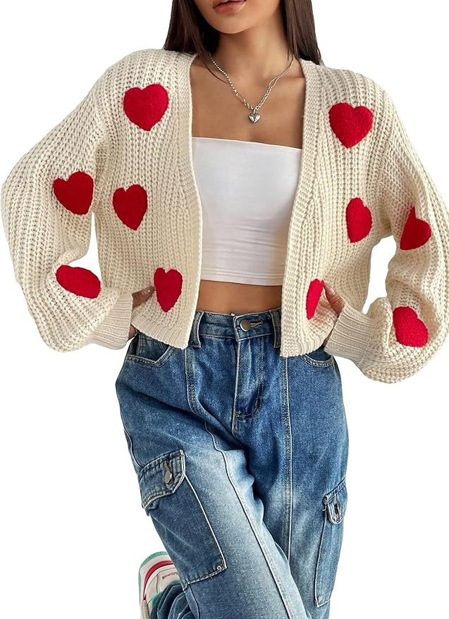 WDIRARA Women's Long Sleeve Button Front V Neck Casual Crop Cardigan Sweater | Amazon (US)