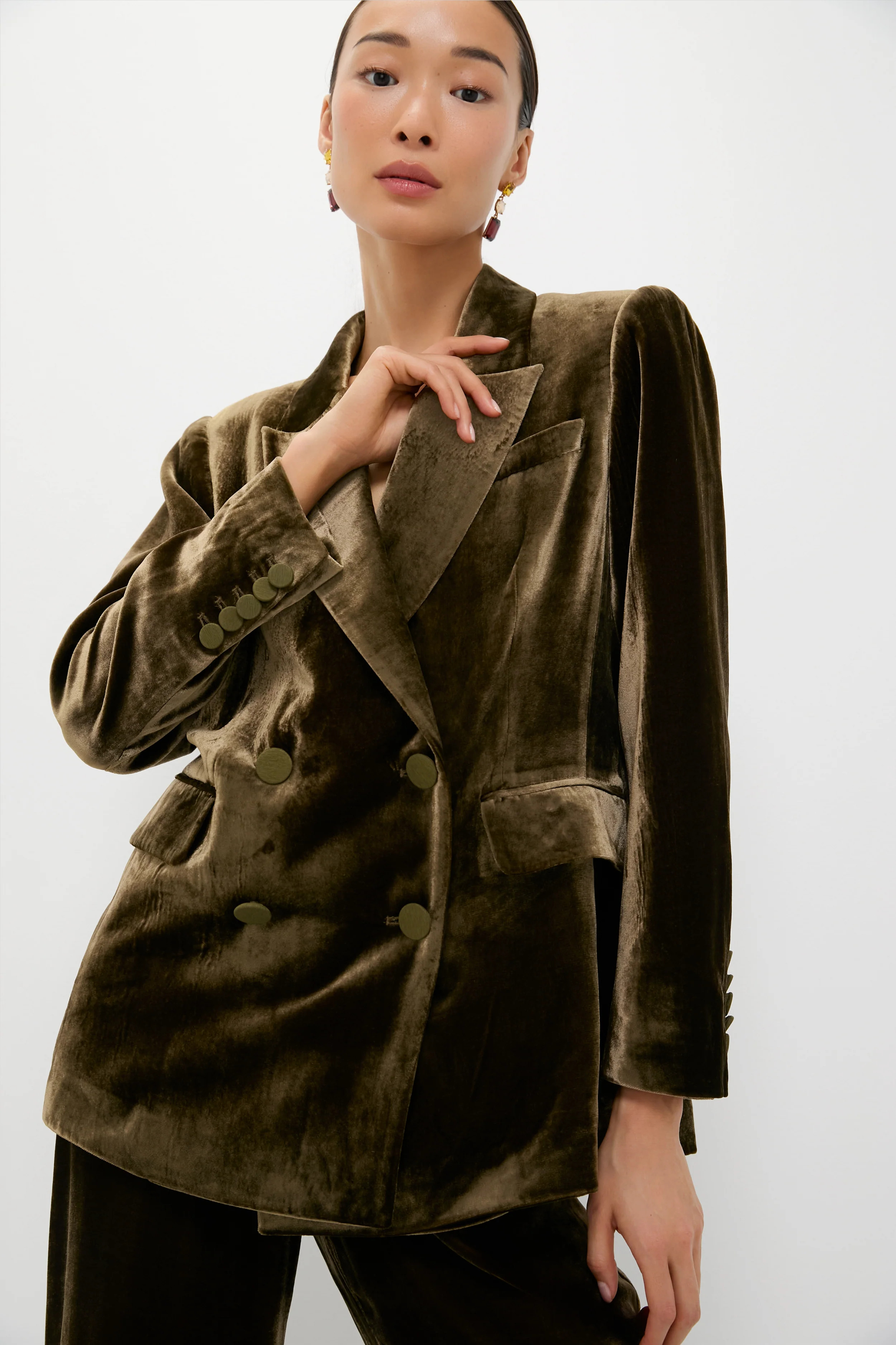 Olive Velvet Diana Blazer | Tuckernuck (US)