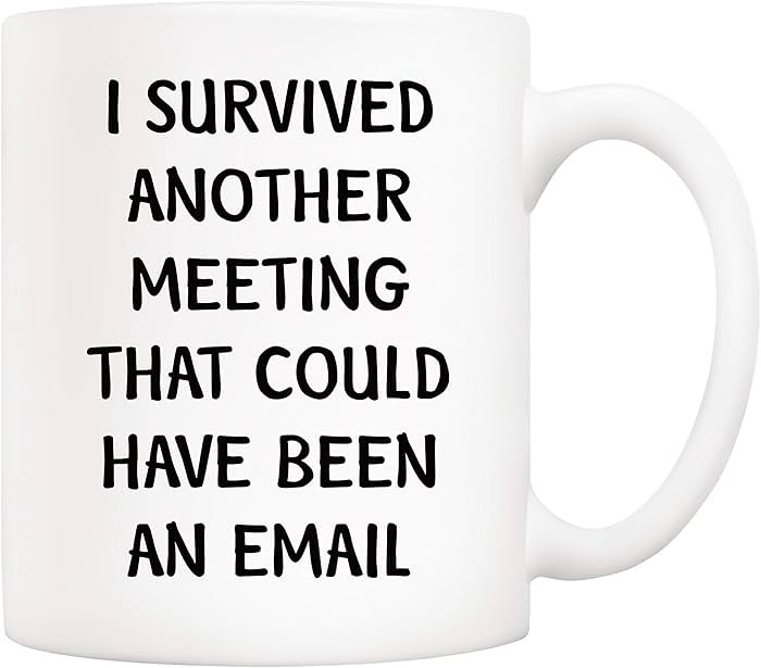 5Aup Christmas Gifts Funny Quote Office Coffee Mug 11 Oz, I Survived Another Meeting That Could H... | Amazon (US)