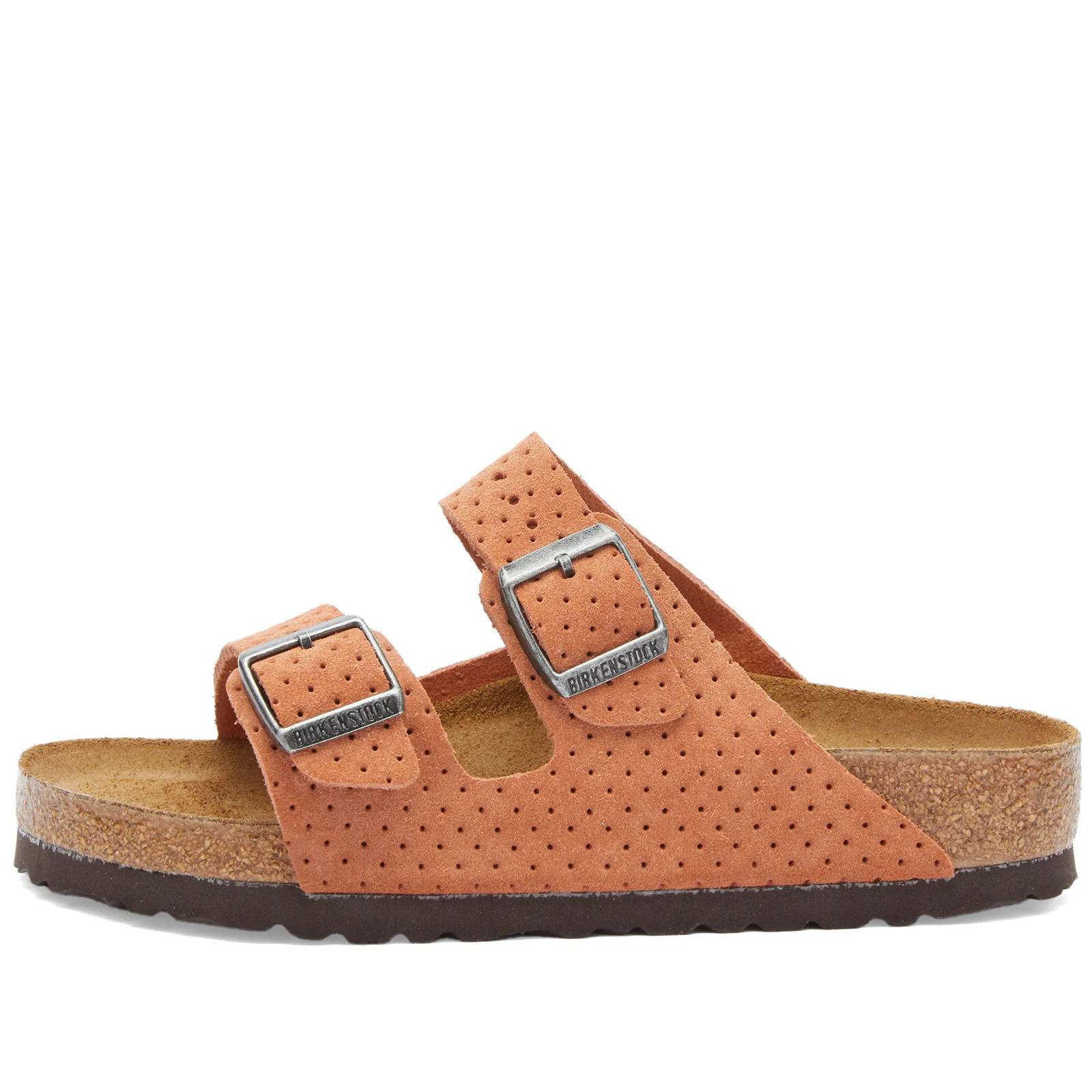 Birkenstock Arizona in Burnt Orange Embossed Dots, Size UK 9.5 | END. Clothing