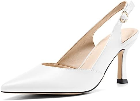 Rilista Women's Slingback Kitten Heels Closed Pointed Toe Wedding Party Dress Pumps Shoes | Amazon (US)