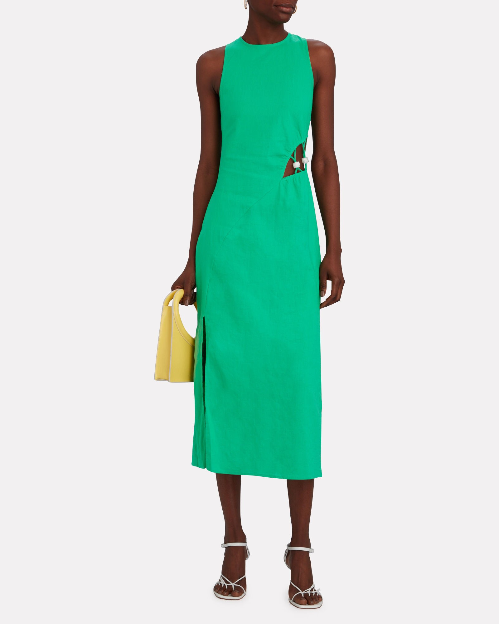 Elodie Cut-Out Linen-Blend Midi Dress | INTERMIX