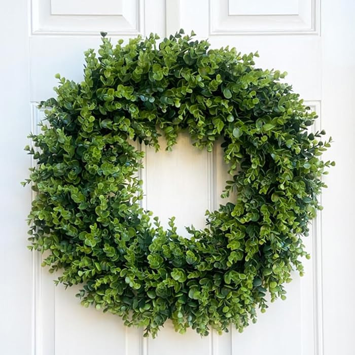 Haute Decor 24 Inch Premium Artificial Boxwood Wreath - Greenery Wreath for Front Door - Realisti... | Amazon (US)