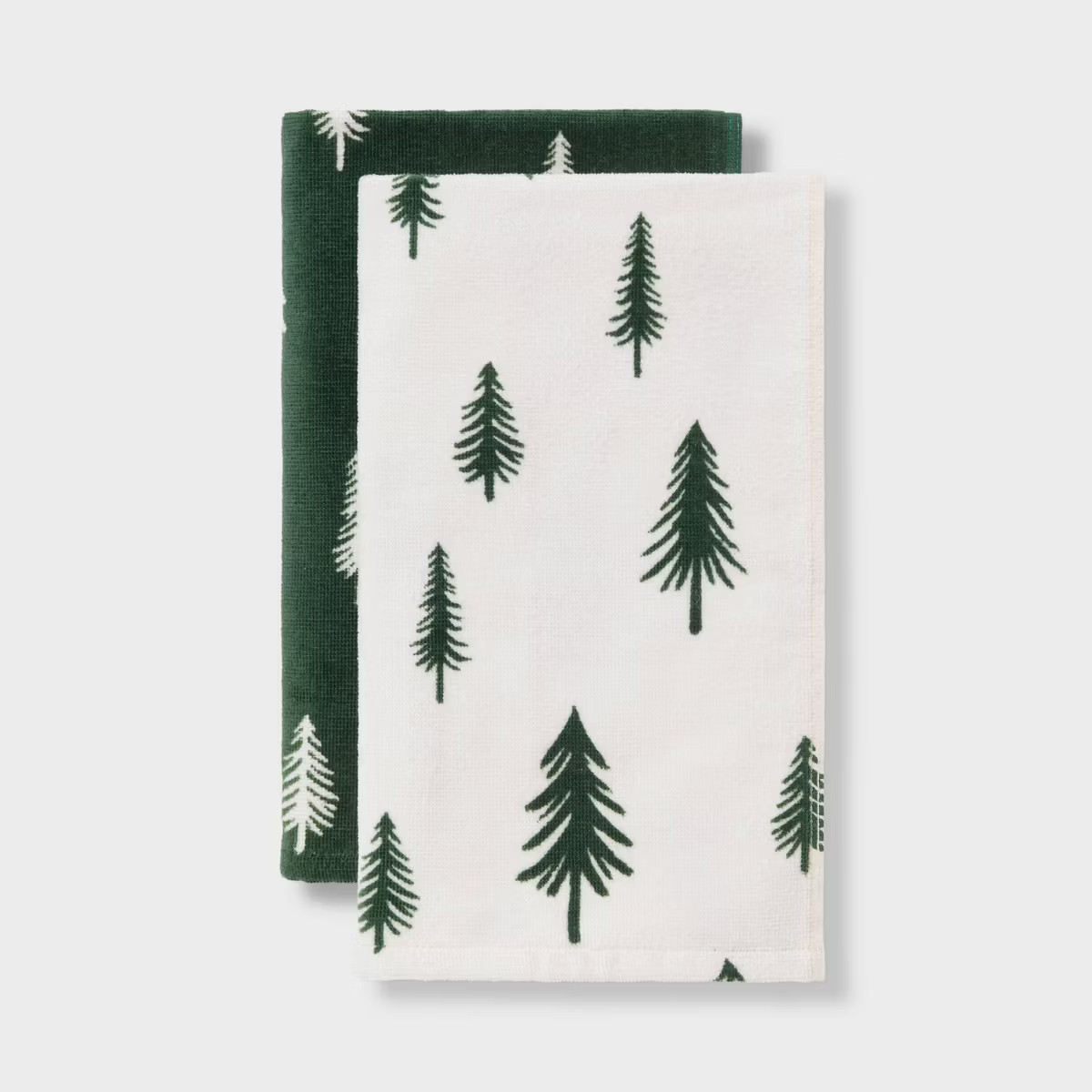 2pk Christmas Scattered Tree Hand Towels Green - Wondershop™ | Target