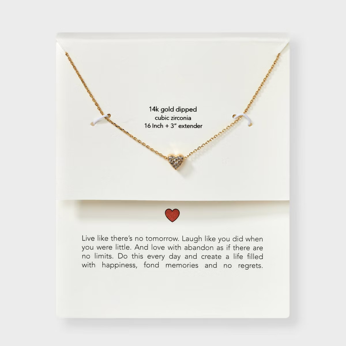 Valentine's Day Silver Plated Gold Dipped Micro Pave Heart Cubic Zirconia Pendant Necklace - Gold | Target