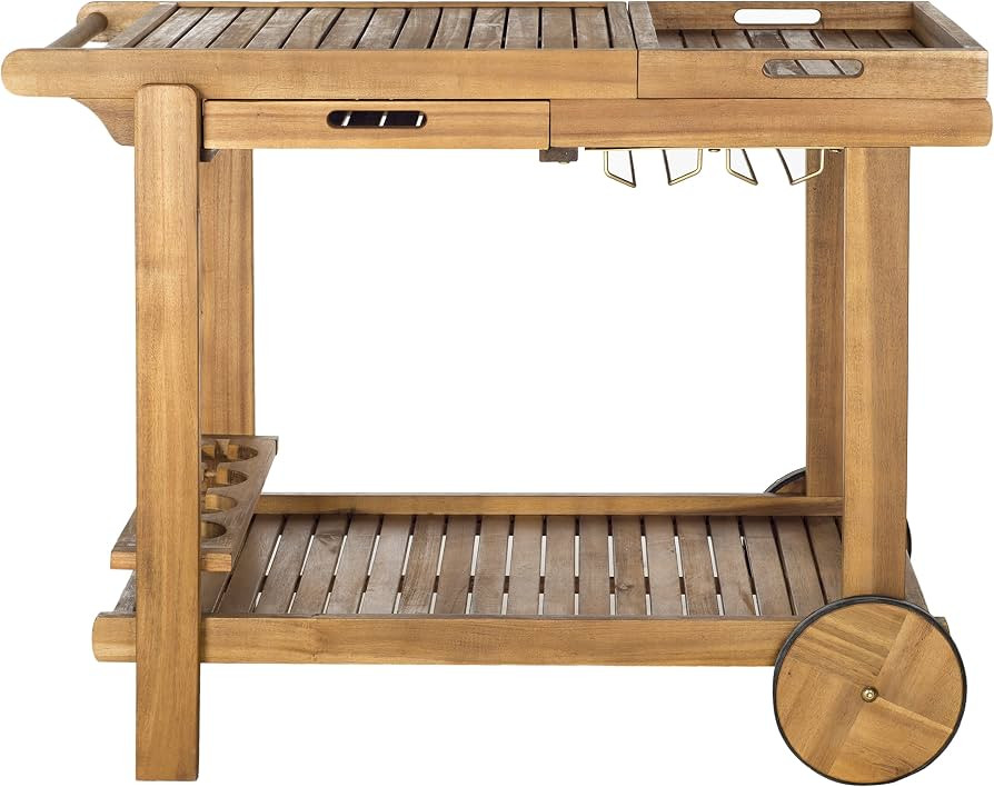 Safavieh -Outdoor Collection Orland Natural Wood Tea Trolley Cart | Amazon (US)
