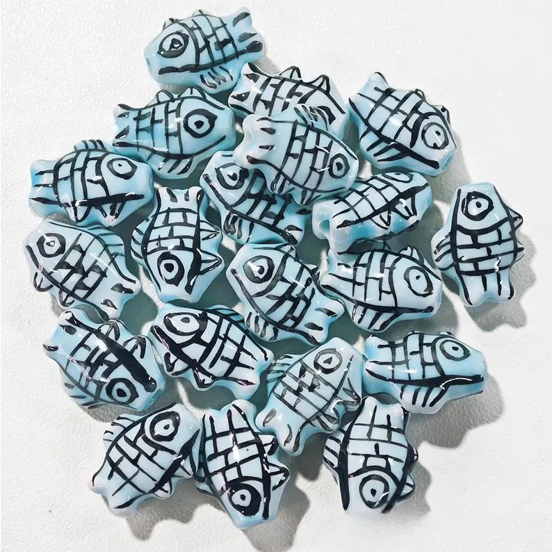 5pcs Fish Charms, Ceramic Blue Fish Beads, DIY Bracelet Necklace Earring Jewelry Findings Craft -... | Etsy (Global)