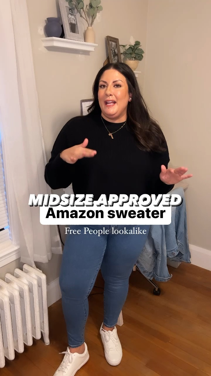 Confidently Carina is wearing an XL in this Amazon sweater! It’s the cropped version of a viral Free People lookalike!! 

#LTKfindsunder50 #LTKmidsize #LTKSeasonal