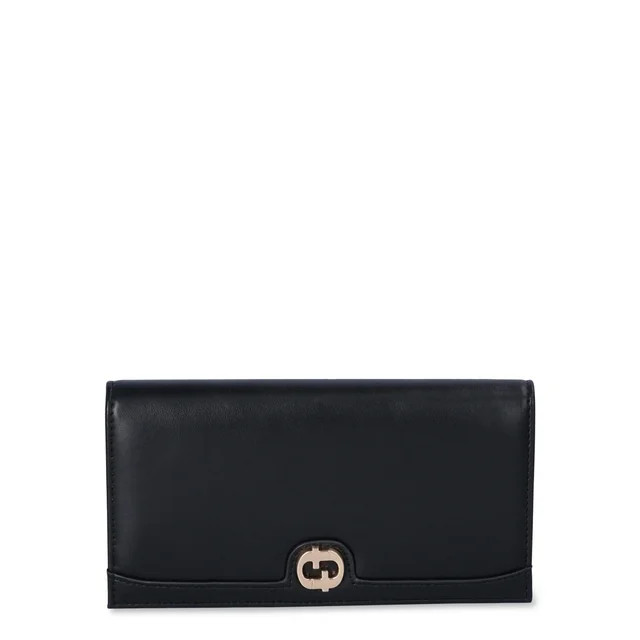 Time and Tru Women's Cora Double Gusset Bifold Wallet, Black | Walmart (US)