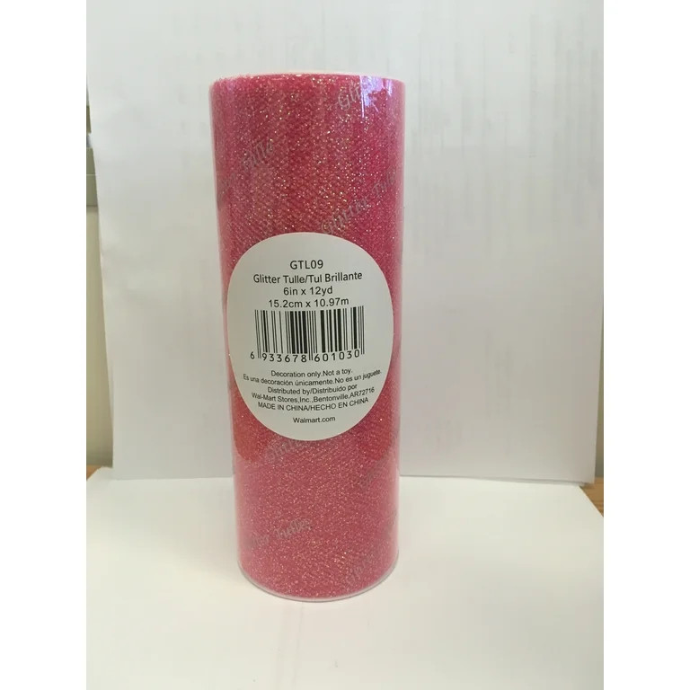 Fuzhou 6inch 12Yd Hot Pink Glitter Tulle Spool,100% Polyester by the Bolt | Walmart (US)