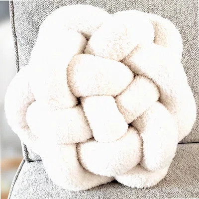 Sherpa Knot Cozy Pillow - Large White Knotted Throw Pillow for Bed Decor, Cute & Funky Decorative Pillows made with Soft | Wayfair North America