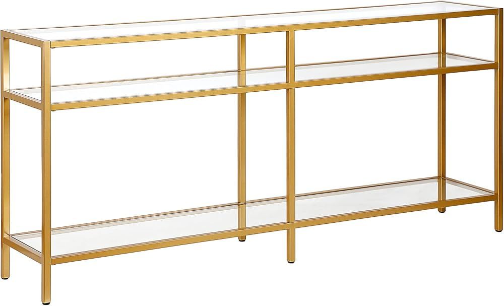 Henn&Hart 64" Wide Rectangular Console Table in Brass, Entryway Table, Accent Table for Living Ro... | Amazon (US)