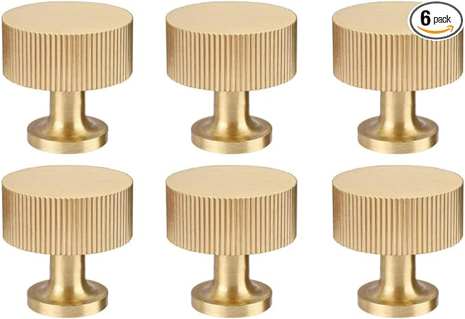 RZDEAL 6pcs Solid Brass Cabinet Knobs Pulls Cabinet Drawer Dresser Gold Knobs Modern Handles Knob... | Amazon (US)