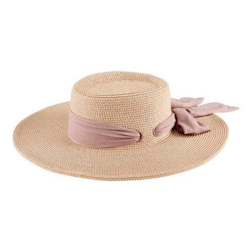 Women's San Diego Hat Company Boater Sun Hat with Scarf Bow UBM4482 Natural Mauve One Size (21) | Walmart (US)
