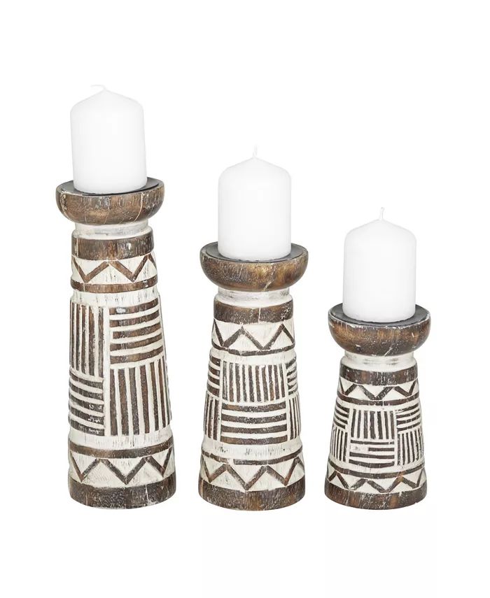 Rosemary Lane Wood Eclectic Candle Holder, Set of 3 & Reviews - Candle Holders - Home Decor - Mac... | Macys (US)