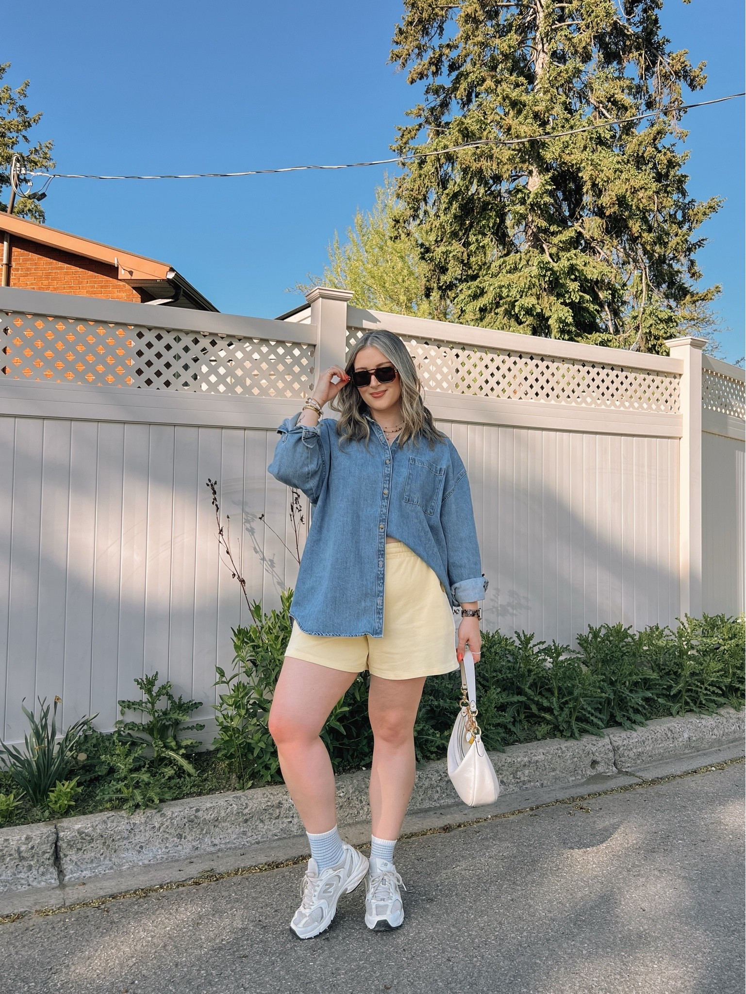 Comfy casual spring to summer outfit! Wearing my usual size L in both the denim shirt and butter yellow shorts. Canadian Old Navy links are under “similar products”. New Balance sneakers are so comfy for walking but run a little big, I’m a 9.5-10 and wear a 9.

#LTKsummer #LTKsale #LTKmidsize