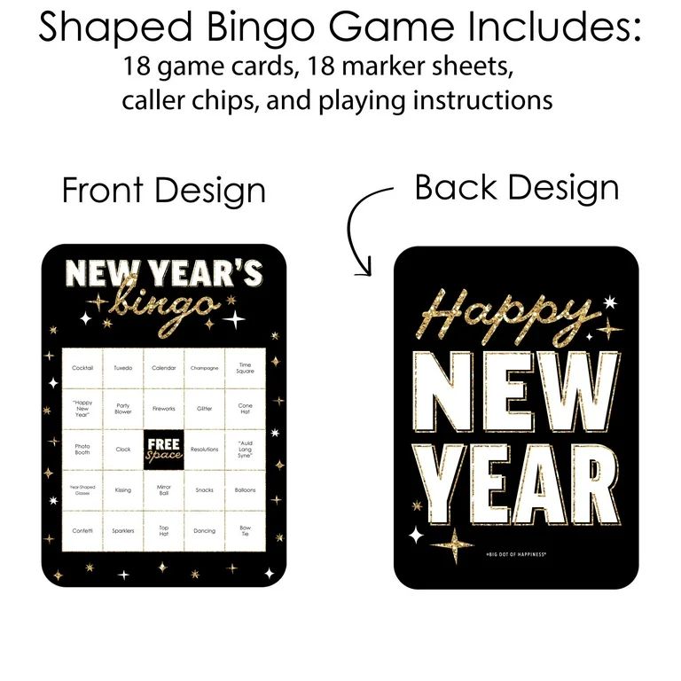 Big Dot of Happiness Hello New Year - Bar Bingo Cards and Markers - NYE Party Bingo Game - Set of... | Walmart (US)