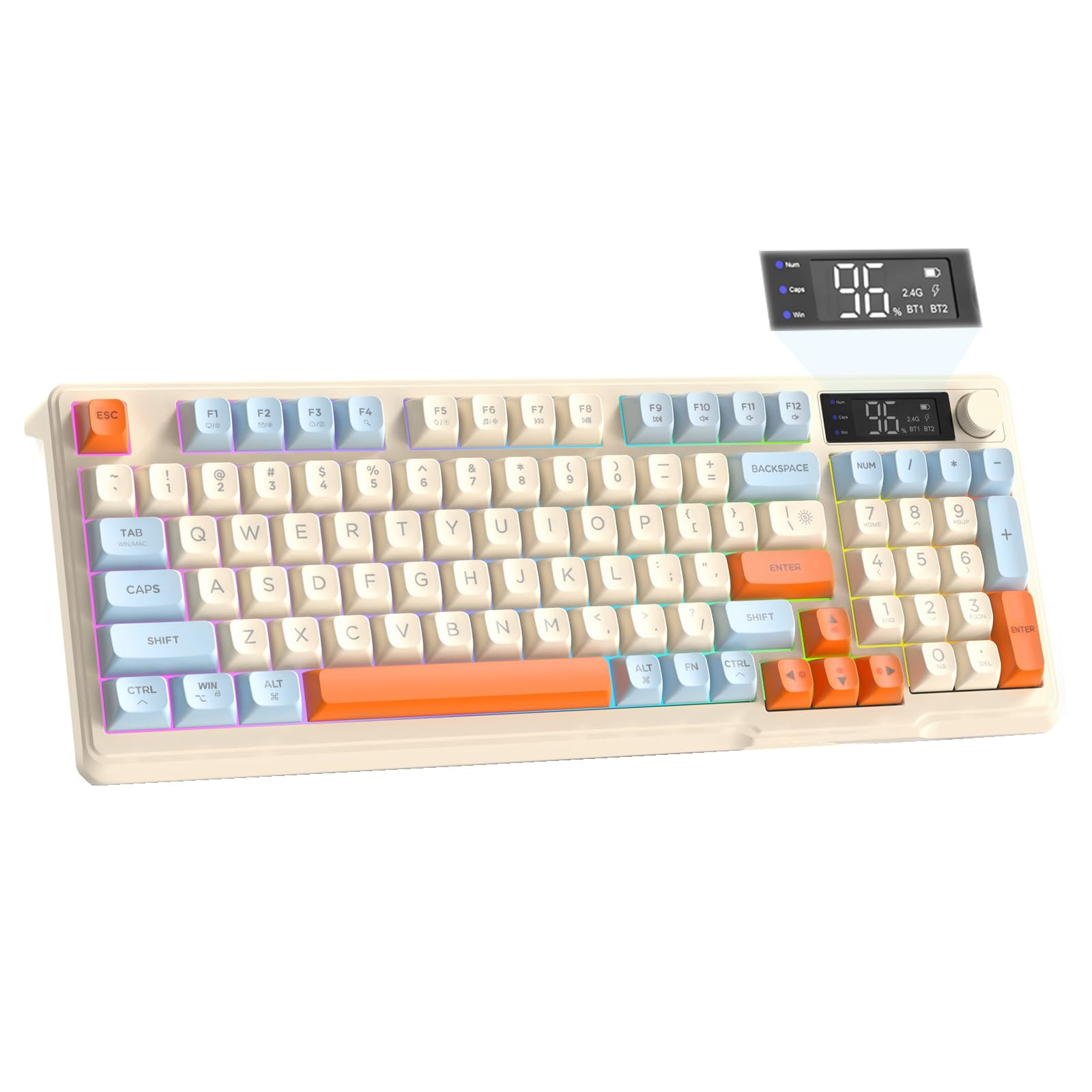 ZIYOU LANG M96 Wireless Gaming Silent Membrane Keyboard,Display Screen & Knob with Multimedia Key... | Amazon (US)