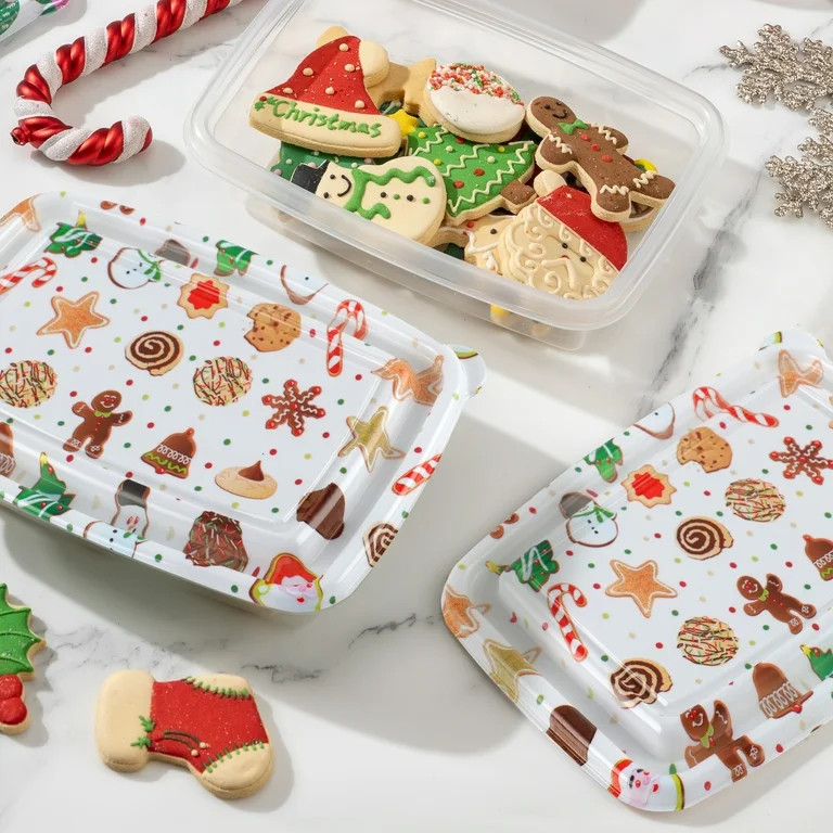 Cook with Color 12-Piece Holiday Food Storage Container Set, Leakproof Plastic with Santa Print | Walmart (US)