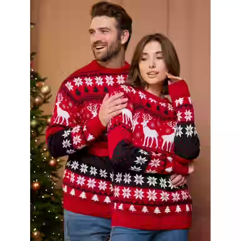 Ugly Christmas Sweater for Couples Y2k Sweaters Xmas Round Neck Knitted Long Sleeve Pullover Swea... | Walmart (US)