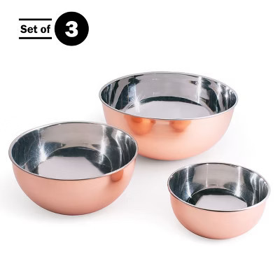 Kings County Tools 3 Piece Copper Mixing Bowl Set | Target