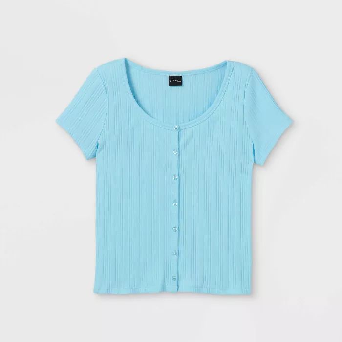 Girls' Rib-Knit Button-Front Short Sleeve T-Shirt - art class™ | Target