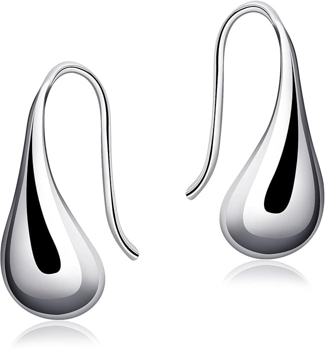 Small Teardrop Pull Through Earrings Sterling Silver Hypoallergenic Drop Dangle Threader Open Ear... | Amazon (US)