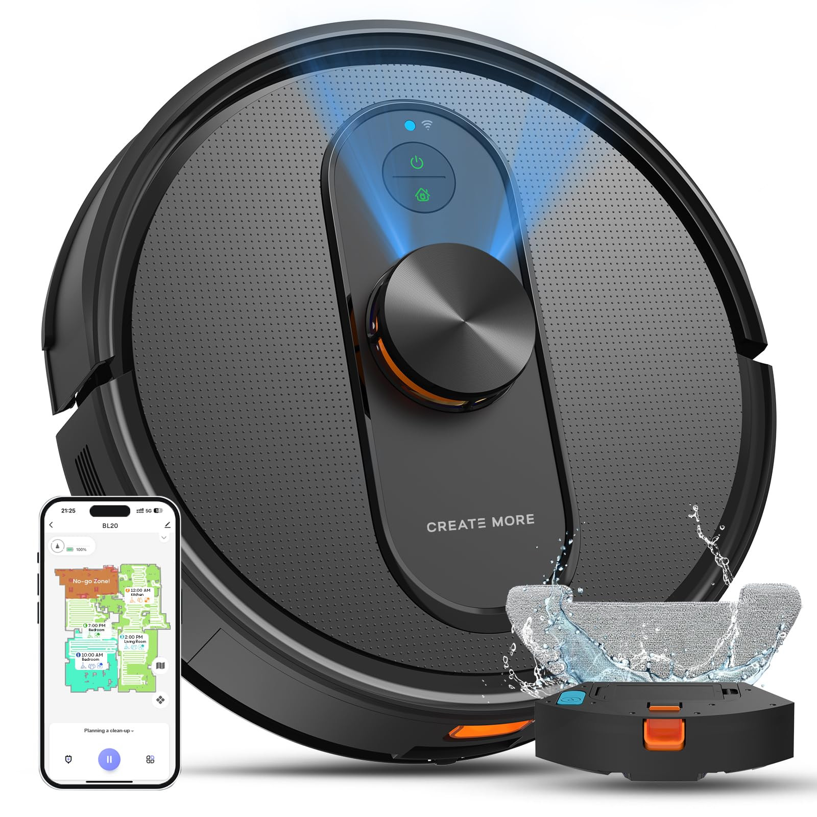 Robot Vacuum and Mop with Mapping, 5000Pa Robotic Vacuums with LiDAR Navigation,No-Go Zones,Wi-Fi... | Amazon (US)