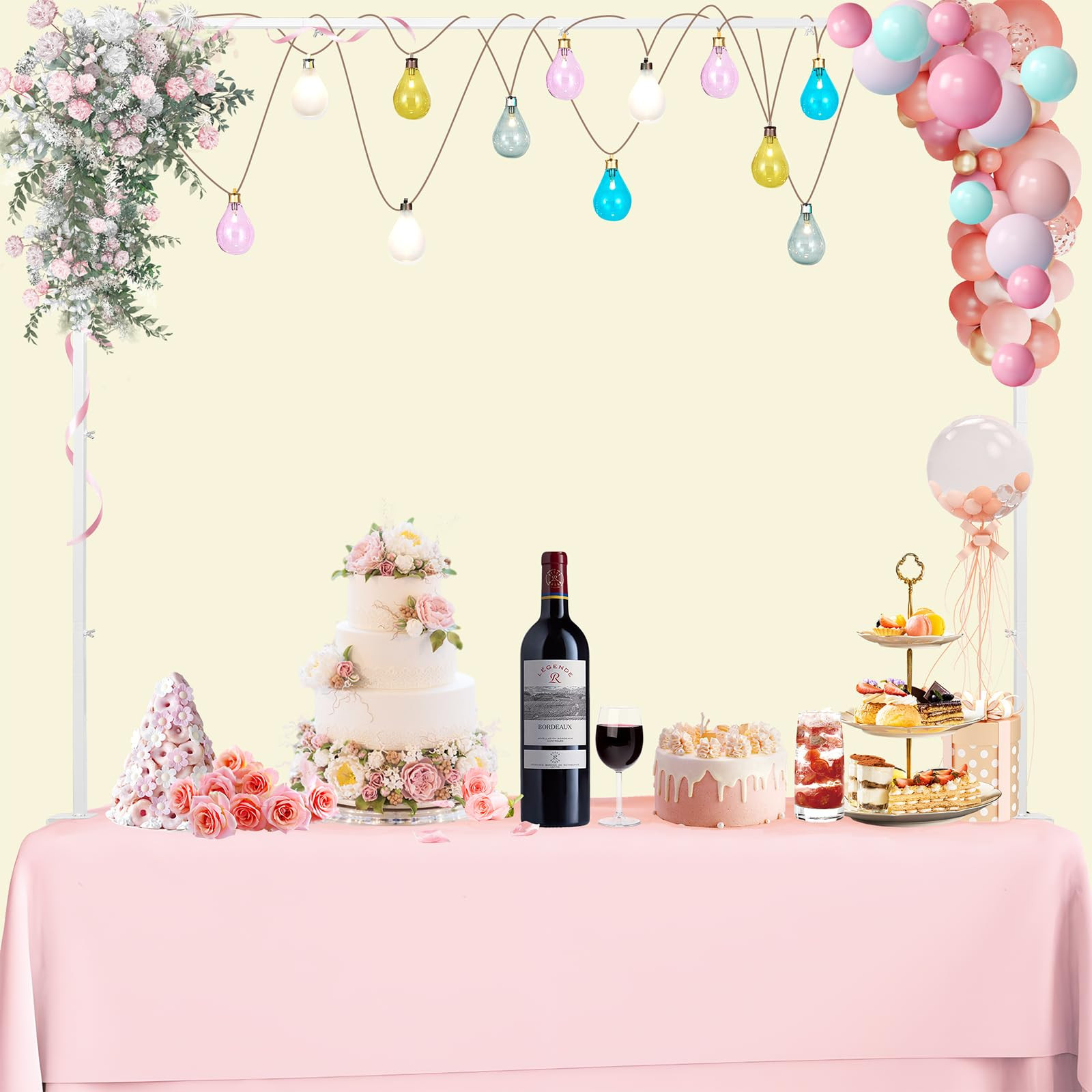 Over The Table Rod Stand with Clamps,White 33"-100" Length Adjustable Table Arch Stand Balloon Fl... | Amazon (US)