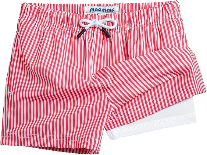 maamgic Boys Swim Trunks with Compression Liner Toddler Stretch Swim Shorts | Amazon (US)