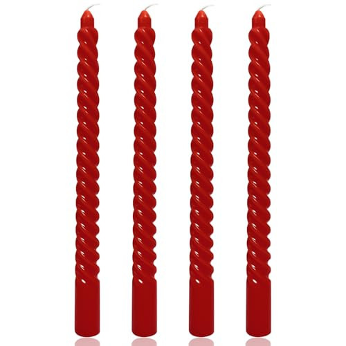 4 Pack Red Spiral Taper Candles for Home Decoration, 10 Inch Cream Candlesticks for Dinner Party Wedding Holiday, Dripless and Smokeless | Amazon (US)