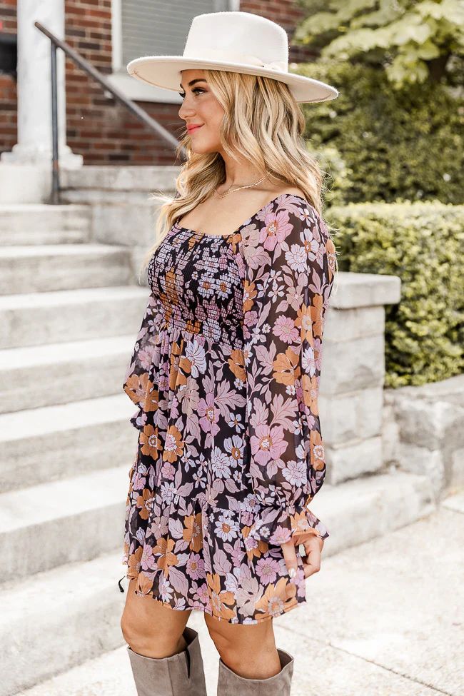 Destined To Be Floral Printed Long Sleeve Mini Dress | Pink Lily
