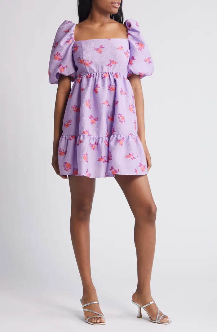 Chelsea28 Brocade Puff Sleeve Babydoll Dress | Nordstrom | Nordstrom