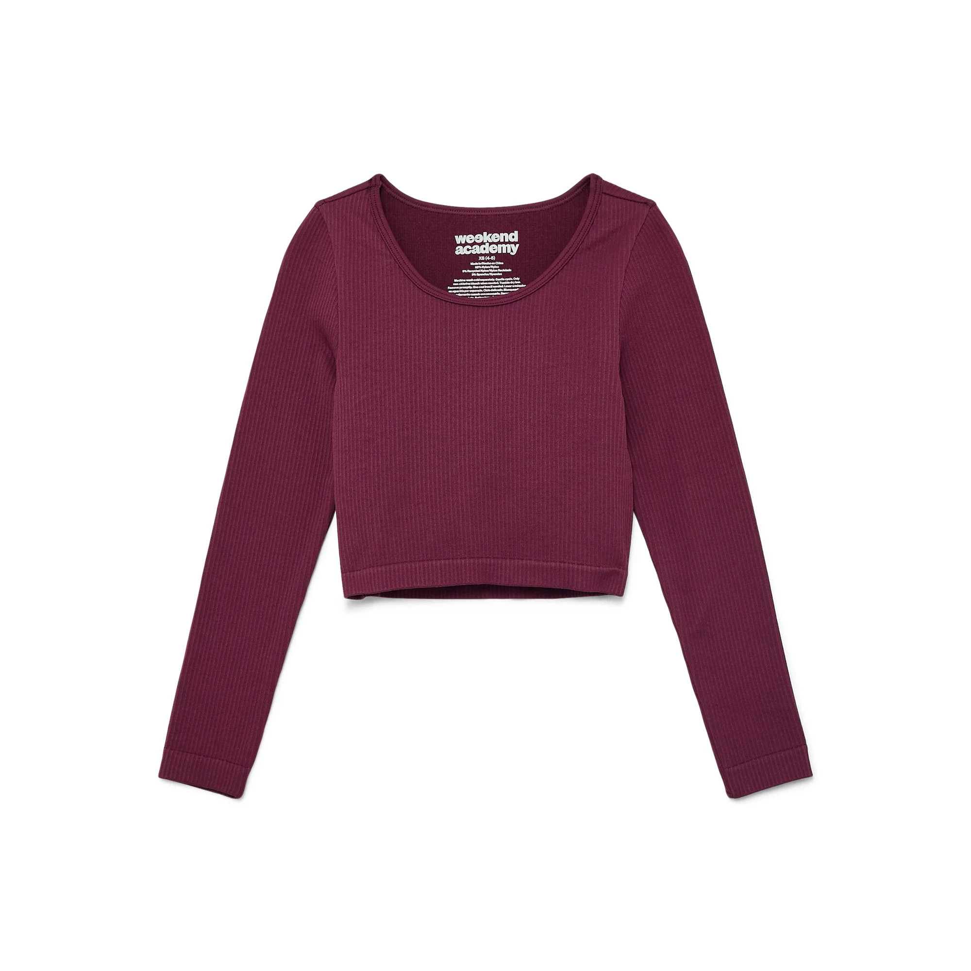 Weekend Academy Girls Seamless Top with Long Sleeves, Sizes 4-18 | Walmart (US)