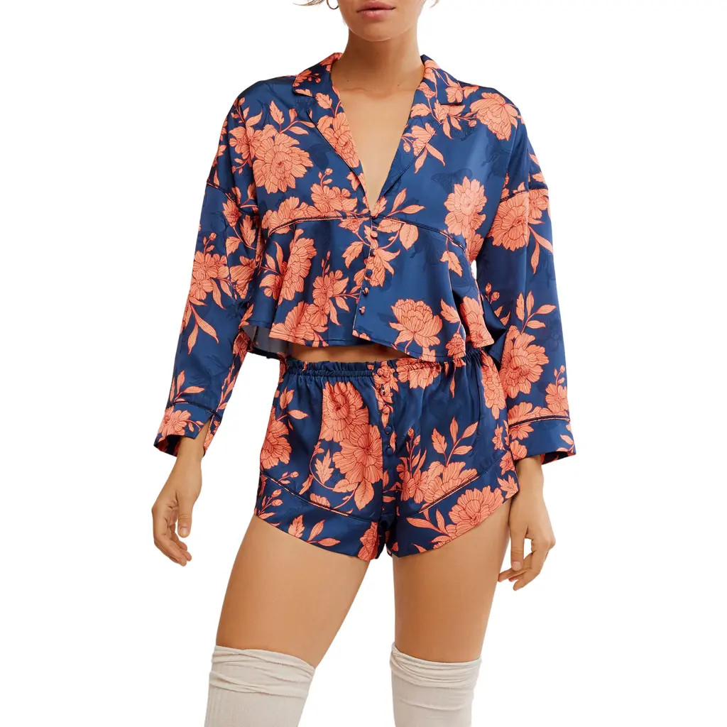Free People Beauty Sleep Short Pajamas in Cerulean Combo at Nordstrom, Size X-Small | Nordstrom