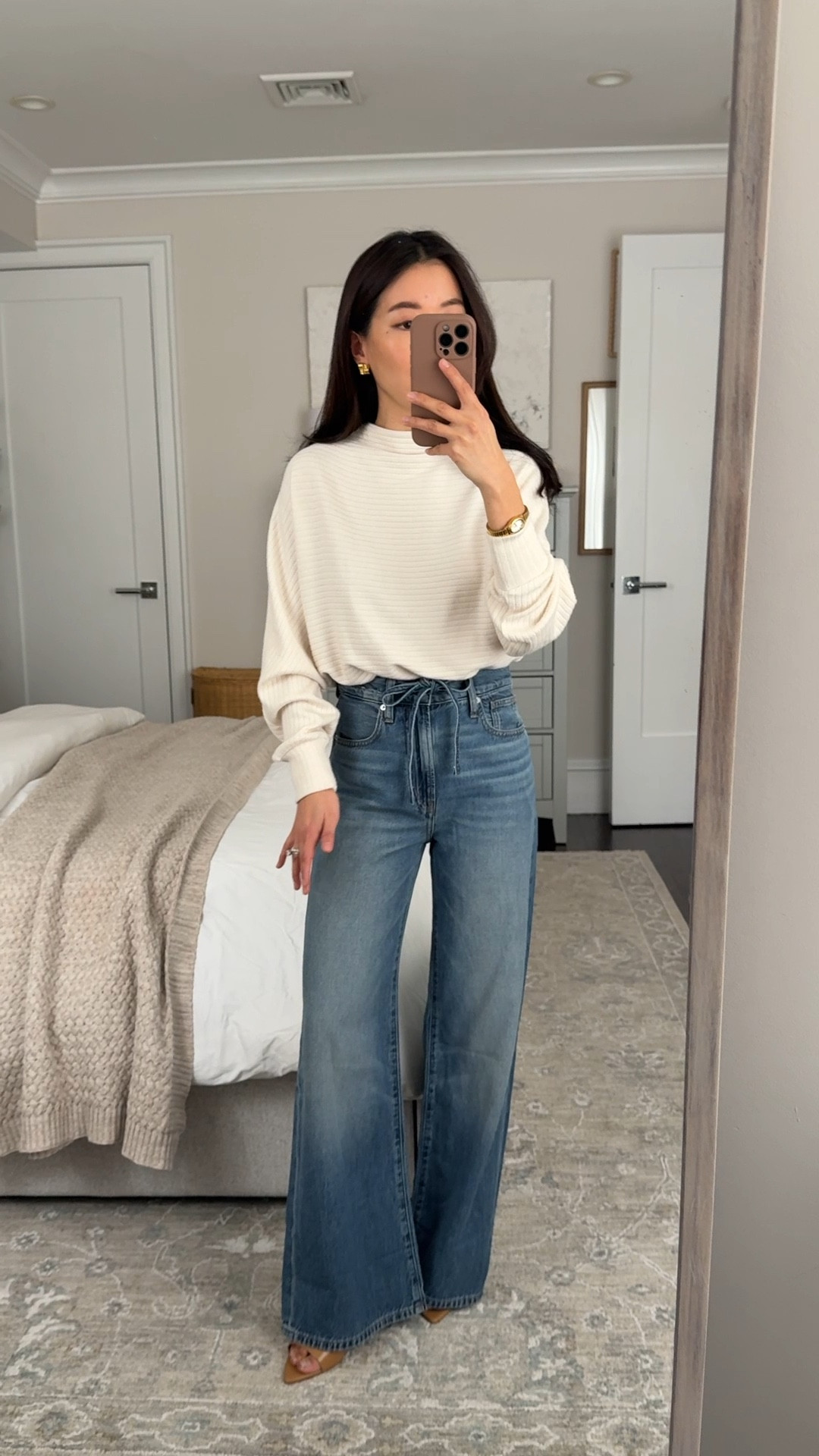 Madewell’s sitewide sale is live! Get 25% off almost everything when signed into your Insider account (free to join)

• Ultimate Wide-Leg Jean in Airy Denim 24 petite, incredibly soft and comfortable, effortlessly relaxed fit that drapes, runs longer than the other airy denim style (Madewell offers free hemming in store)

• Soft mock neck Dolman Top xxs, I’ve had this for a while and I wash it machine cold inside out in a mesh bag and air dry just like my sweaters

• Gucci kitten heels

Spring sweater, comfortable wide leg jeans, petite friendly

#LTKPetite #LTKootd #LTKSpringSale