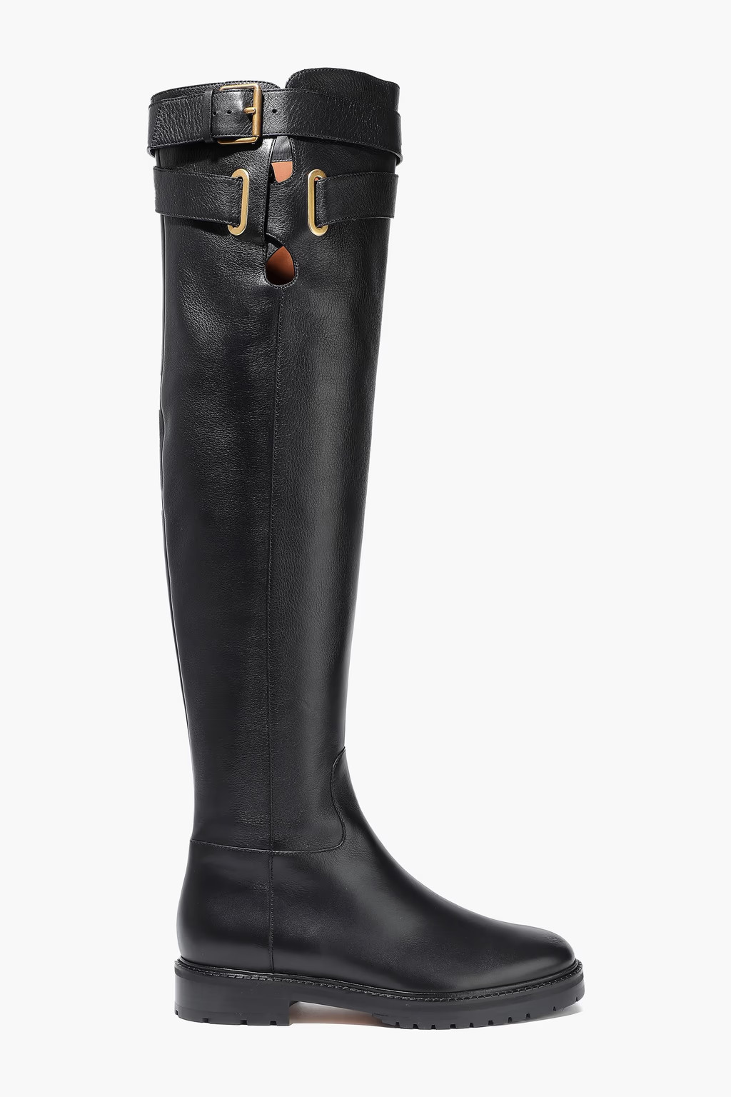 Buckled textured-leather over-the-knee boots | The Outnet (UK and Europe)