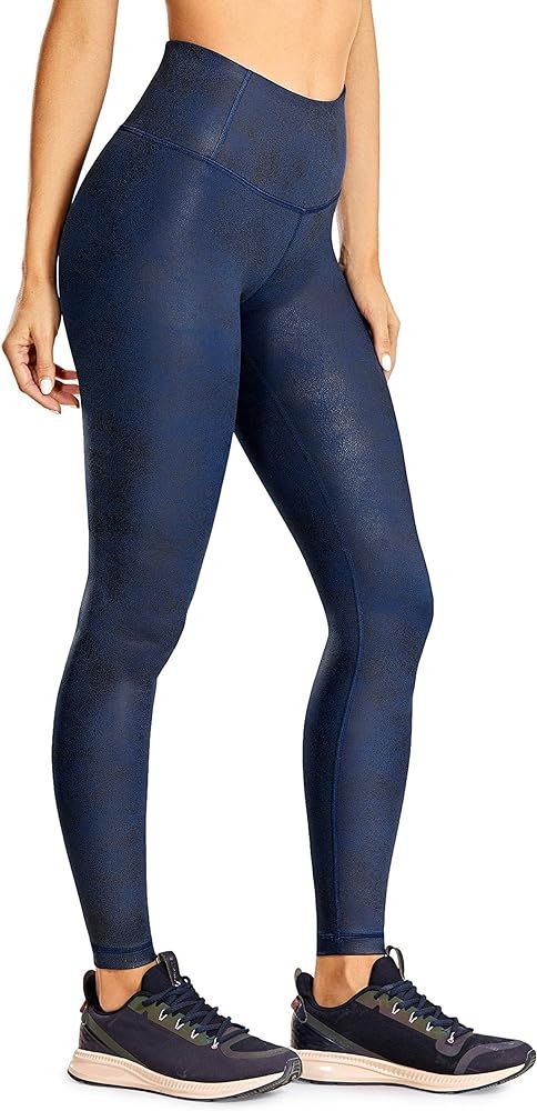 CRZ YOGA Women's Matte Faux Leather Leggings 28'' - Stretchy Workout Yoga Pants Lightweight High ... | Amazon (US)