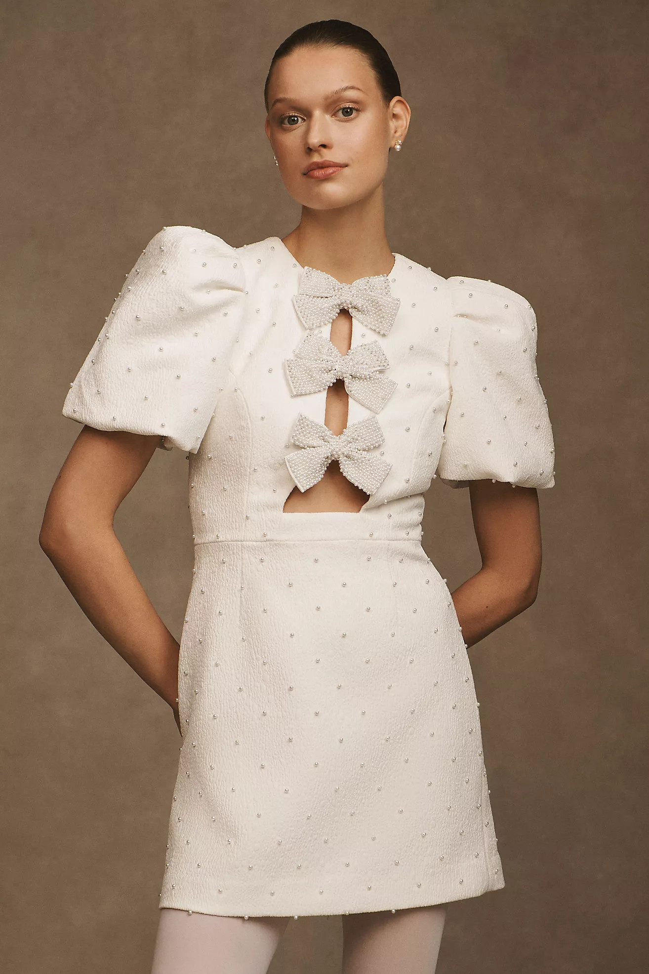 Rebecca Vallance Ophelia Pearl-Embellished Crepe Mini Dress | Anthropologie (US)