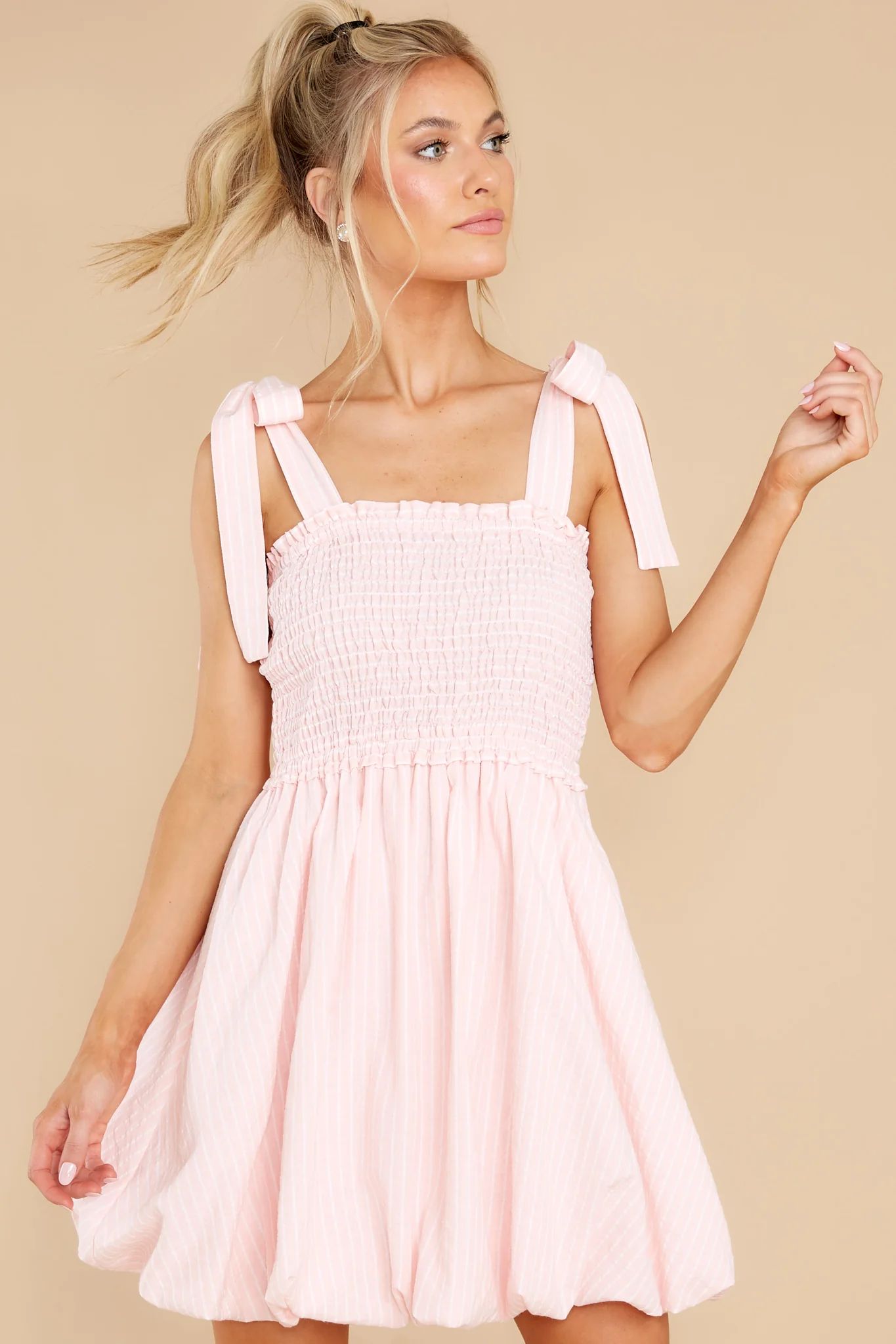Sincerely Sweet Light Pink Striped Dress | Red Dress 