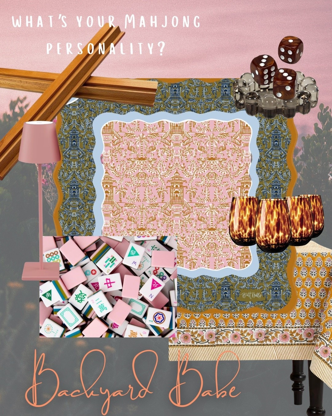 Backyard Babe 🌿

outdoor mahjong nights, pretty patterns + a glass of wine in hand

shop the mat, tiles, glassware + hosting details

Which mahjong personality are you?

#LTKOver40 #LTKdayinmylife #LTKHome