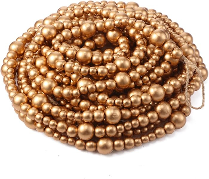 Giegxin 32.8 Feet Christmas Wooden Bead Garland Xmas Tree Beads Garland Rustic Wood Beaded Decor ... | Amazon (US)