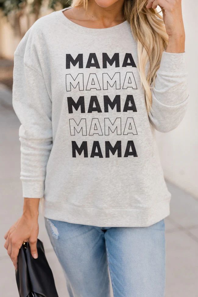 Mama Multi Heather Sand Graphic Sweatshirt | Pink Lily
