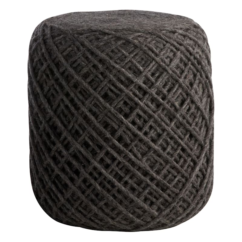Reid Twisted Ottoman, Wool Grey | At Home
