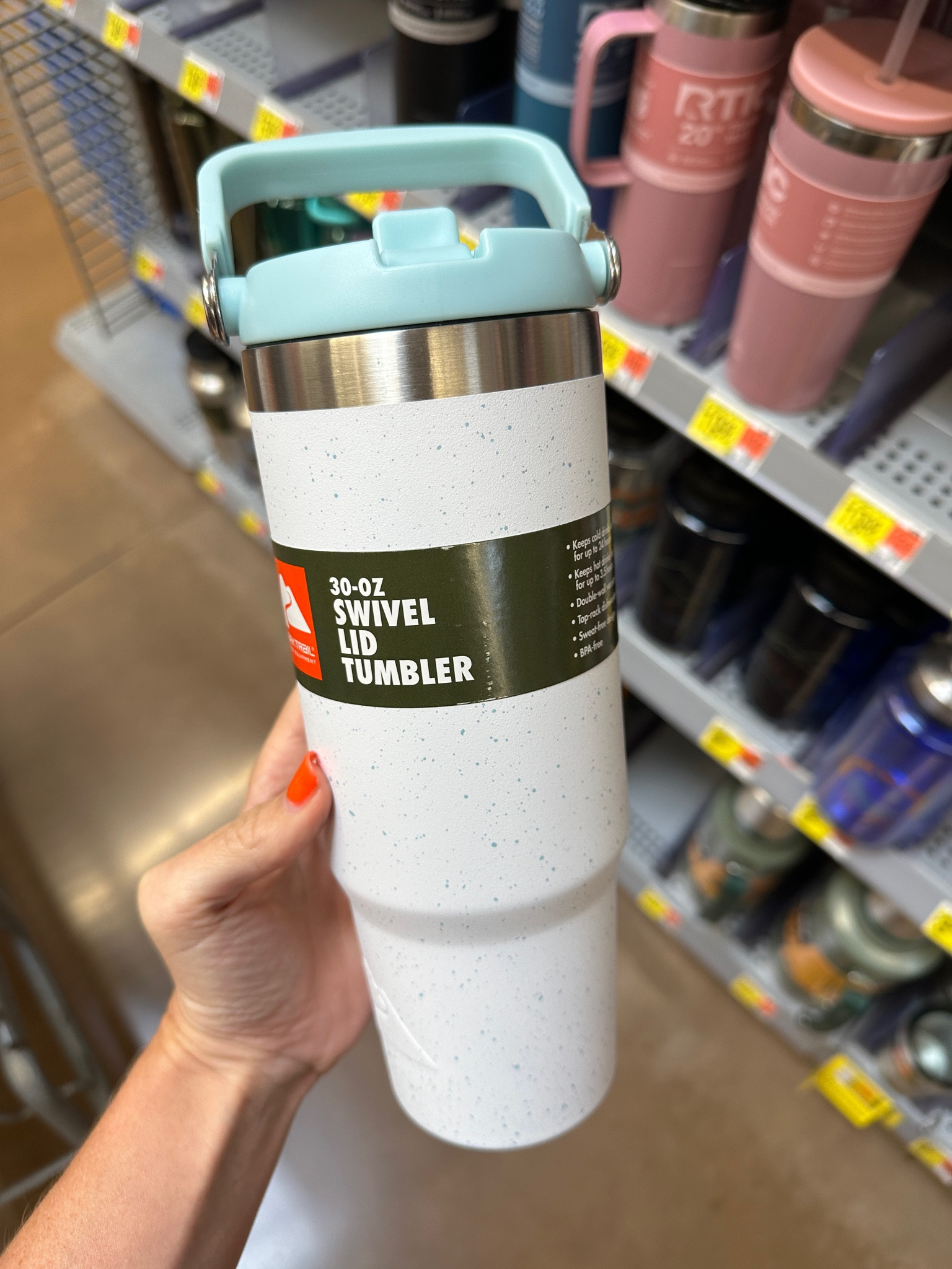 SWOON 🤩 how gorgeous is this tumbler I found at WALMART for $14!!! 🤯 My daughter wants the light pink one now. lol!! 

Walmart finds. Stanley dupe. Swivel lid tumbler, water bottle, to go cup, Stanley tumblers, sports bottle, kids sports must have 

#LTKFitness #LTKFindsUnder50 #LTKActive